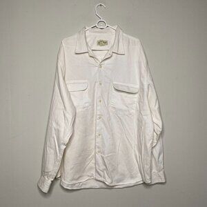 Eddie Bauer Button Up Shirt Men's XXL Off White Pockets Casual 100% Cotton